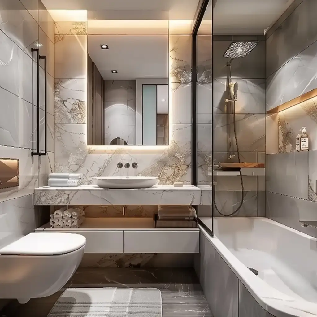 baño con bañera lavabo e inodoro bañera con mampara fija de una hoja